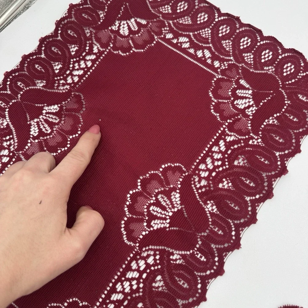 Vintage Red Lace Doilies & Placemat Set 3 Scalloped‎ Floral Table Decor